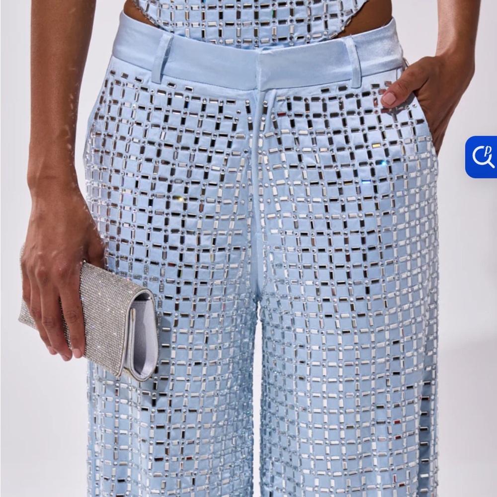 LILA EMBELLISHED SATIN TROUSER - L